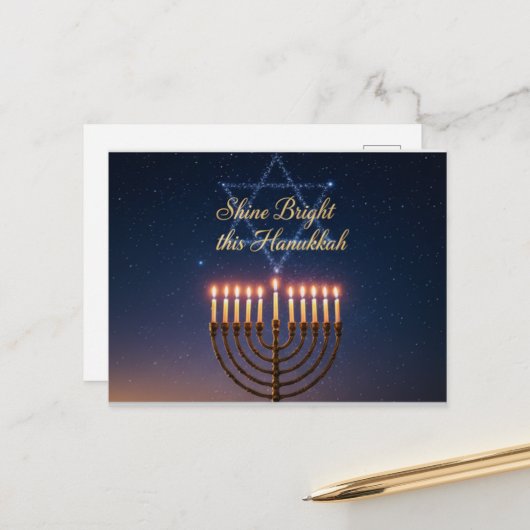 Hanukkah Lights Postcard Briefkaart (Voorkant / Achterkant in situ)