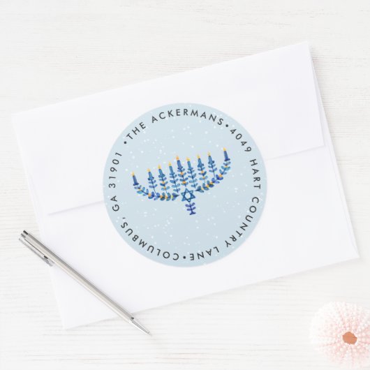 Hanukkah Lights Return Address Sticker (Envelop)