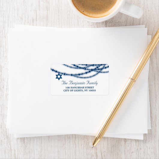 Hanukkah Lights Sparkles Holiday Return Address Etiket (Insitu)