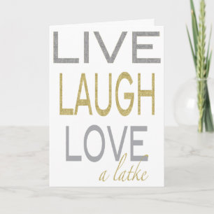Hanukkah "Live Laugh Love a latke" Glitzy Kaart