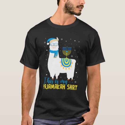 Hanukkah Llama Christmas Happy Llamakah Pajamas Fu T-shirt (Voorkant)
