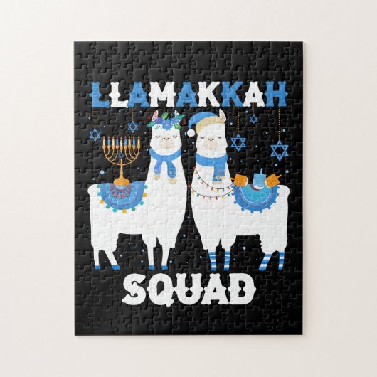 Hanukkah Llama Christmas Happy Llamakah Squad Cute Legpuzzel (Verticaal)