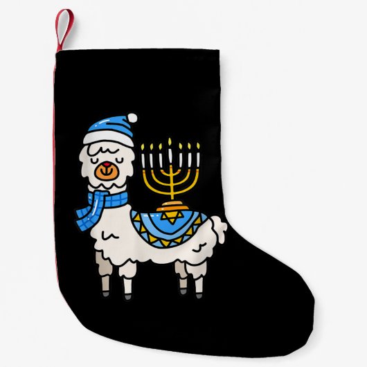 Hanukkah Llama Menorah Chanukah Alpaca Cute Gift Kleine Kerstsok (Voorkant)