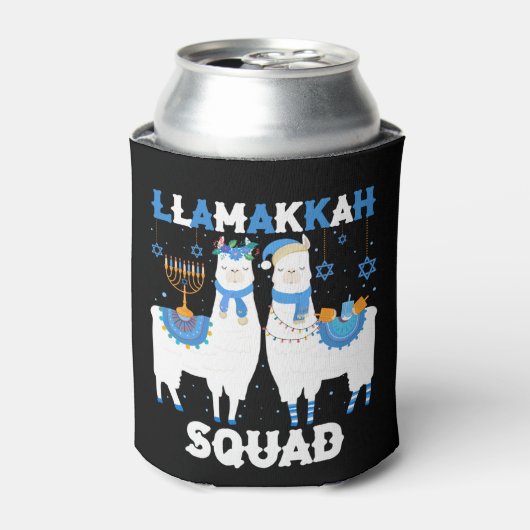 Hanukkah Llama met Kerstmis Happy Llamakah Squad C Blikjeskoeler (Blikje Voorkant)