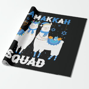 Hanukkah Llama met Kerstmis Happy Llamakah Squad C Cadeaupapier