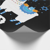 Hanukkah Llama met Kerstmis Happy Llamakah Squad C Cadeaupapier (Hoek)