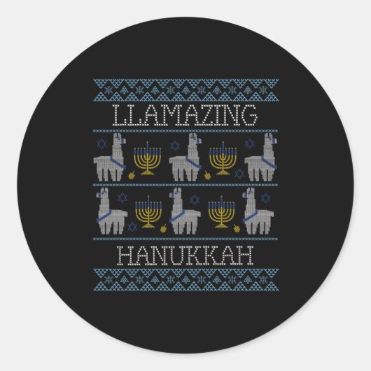 Hanukkah - Llamazing Hanukkah Ronde Sticker (Voorkant)