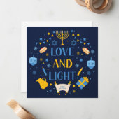 Hanukkah Love and Light Wenskaart Notitiekaartje (Voorkant / Achterkant in situ)