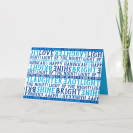 HANUKKAH Love Light Lauters Typography Blue Feestdagen Kaart