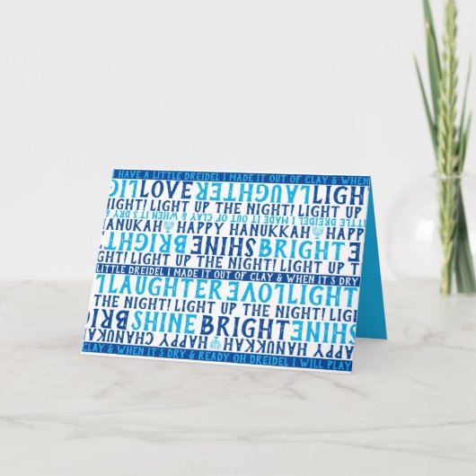 HANUKKAH Love Light Lauters Typography Blue Feestdagen Kaart (Voorkant)