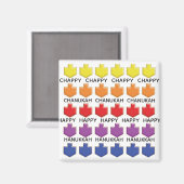 Hanukkah Magnet Square 3D Dreidels (Voorkant / Achterkant)