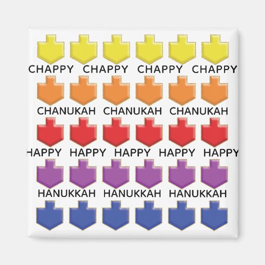 Hanukkah Magnet Square 3D Dreidels (Voorkant)