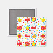 Hanukkah Magnet Square COLORFUL CRAZY 8 (Voorkant / Achterkant)