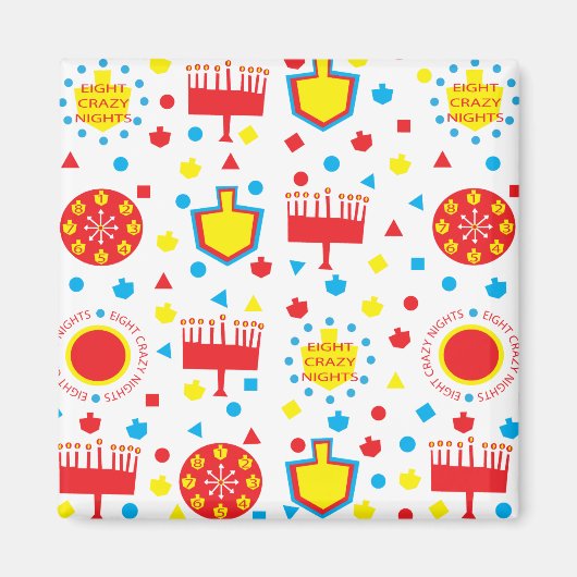 Hanukkah Magnet Square COLORFUL CRAZY 8 (Voorkant)