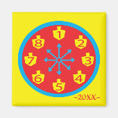 Hanukkah Magnet Square COLORFUL CRAZY 8 Clock (Voorkant)