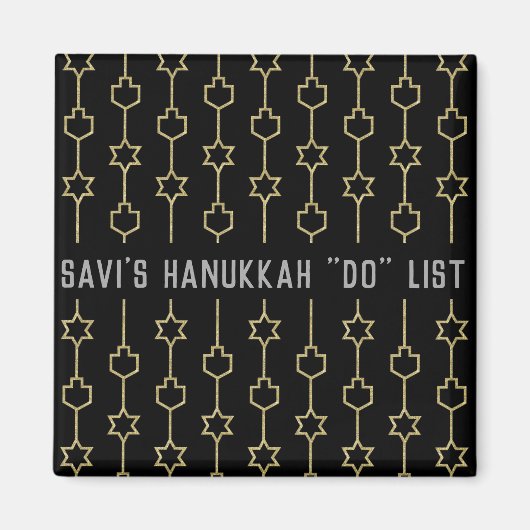 Hanukkah Magnet Square DREIDELS N STARS (Voorkant)