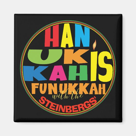 Hanukkah Magnet Square HANUKKAH IS FUNUKKAH (Voorkant)