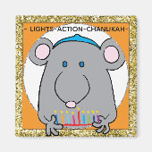 Hanukkah Magnet Square Mouse Menorah (Voorkant)