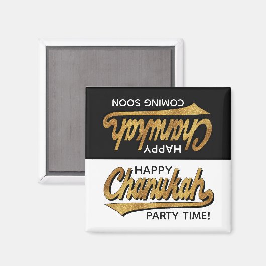 Hanukkah Magnet Square Party Time (Voorkant / Achterkant)