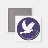 Hanukkah Magnet Square White Dove Candles Lit (Voorkant / Achterkant)