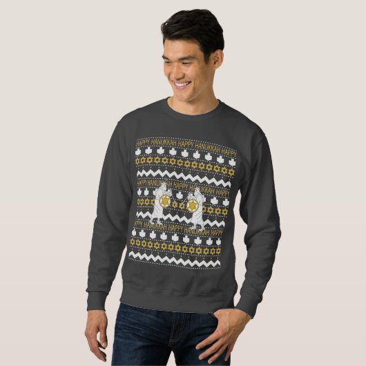 Hanukkah Mannen "Ugly Sweater" Sweatshirt (Voorkant volledig)