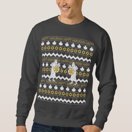Hanukkah Mannen "Ugly Sweater" Sweatshirt (Voorkant)