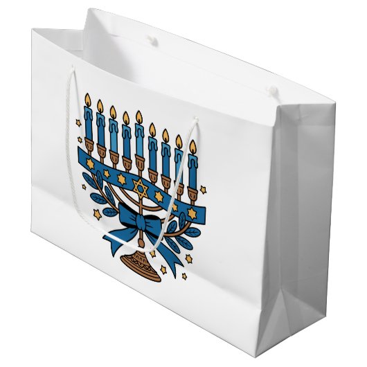 Hanukkah Menora Groot Cadeauzakje (Voorkant Gekanteld)