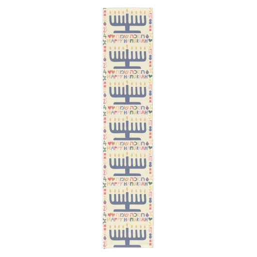 Hanukkah Menorah 14 x 72 Korte Tafelloper (Voorkant)