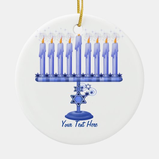 Hanukkah Menorah (aanpasbaar) Keramisch Ornament (Voorkant)