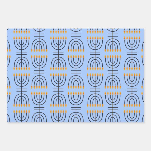 Hanukkah Menorah Abstract Design Wrapping Paper S (Voorkant 3)