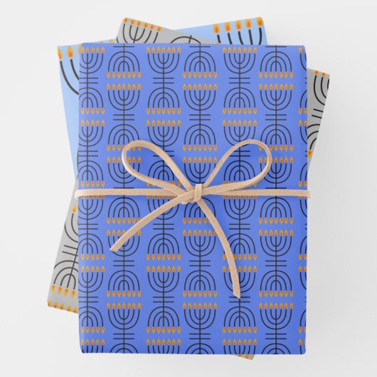 Hanukkah Menorah Abstract Design Wrapping Paper S (In situ)