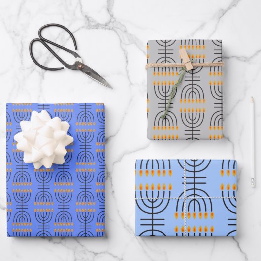 Hanukkah Menorah Abstract Design Wrapping Paper S (Voorkant)