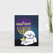 Hanukkah Menorah Bichon Kaart (Voorkant)