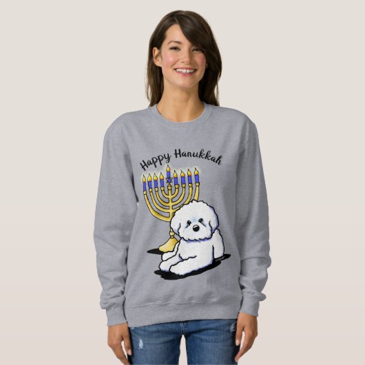 Hanukkah Menorah Bichon Sweatshirt (Voorkant volledig)