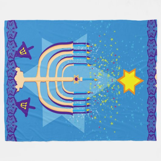 hanukkah menorah blanket fleece deken (Voorkant (Horizontaal))