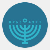 Hanukkah Menorah Blauw & Blauwgroen Envelop Zegel (Voorkant)