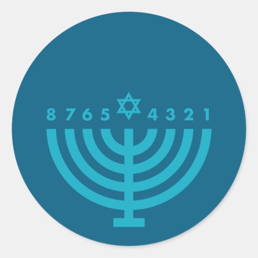 Hanukkah Menorah Blauw & Blauwgroen Envelop Zegel (Voorkant)