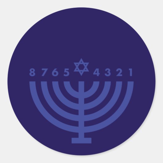 Hanukkah Menorah Blauw & Donkerblauw Envelop Seal Ronde Sticker (Voorkant)