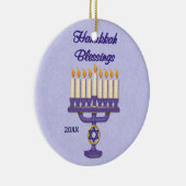 Hanukkah Menorah Blessings Keramisch Ornament (Rechts)