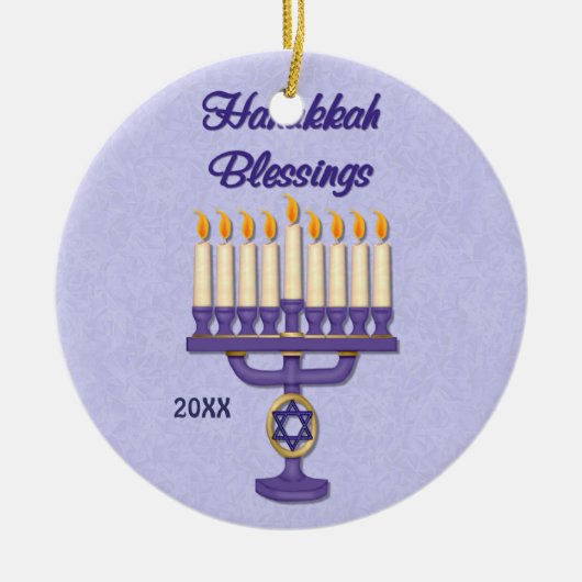 Hanukkah Menorah Blessings Keramisch Ornament (Voorkant)