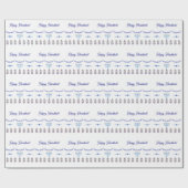 Hanukkah menorah bloem ster blauw cadeaupapier (Vlak)