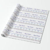 Hanukkah menorah bloem ster blauw cadeaupapier (Uitgerold)