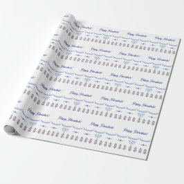 Hanukkah menorah bloem ster blauw cadeaupapier