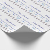 Hanukkah menorah bloem ster blauw cadeaupapier (Hoek)