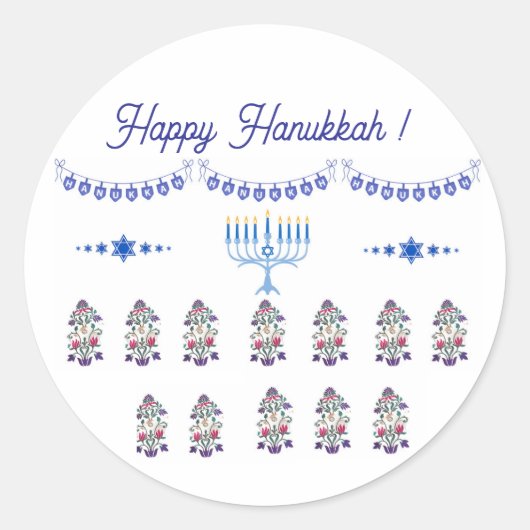 Hanukkah menorah bloemen minimalistische Sticker (Voorkant)