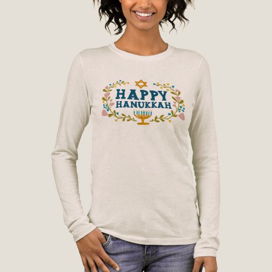 HANUKKAH Menorah bloemenkrans Joodse feestdag Tri-Blend Shirt (Voorkant)