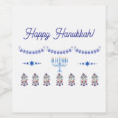 Hanukkah menorah bloemEten en Drinken Label Set Wijn Etiket (Enkel label)