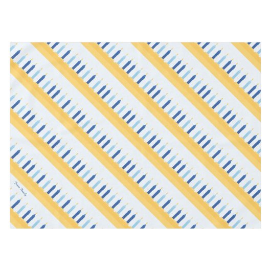 Hanukkah Menorah Blue en Gold Tafelkleed (Voorkant (Horizontaal))