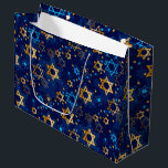 Hanukkah Menorah Blue Star Jewish Groot Cadeauzakje<br><div class="desc">Hanukkah Menorah,  blauwe ster,  joods,  patrooncadeau tas.</div>