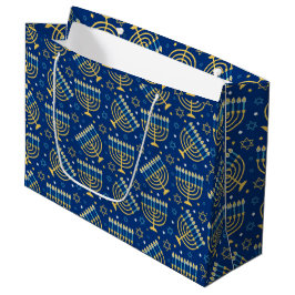 Hanukkah Menorah Blue Star Jewish Large Gift Bag Groot Cadeauzakje